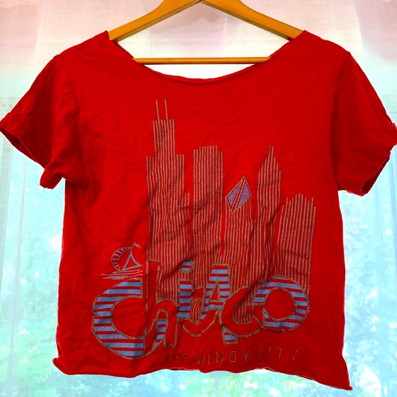 CHICAGO Vintage Upcycled Crop Top - Picture 1 of 4
